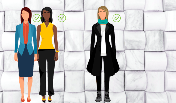 Illustration of good female office dress options